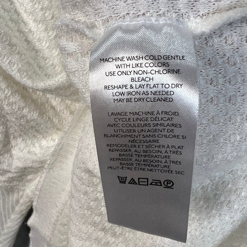 Free People White Mixed Knit Henley Thermal Long Sleeve Top OB828271 Size M - Picture 5 of 8